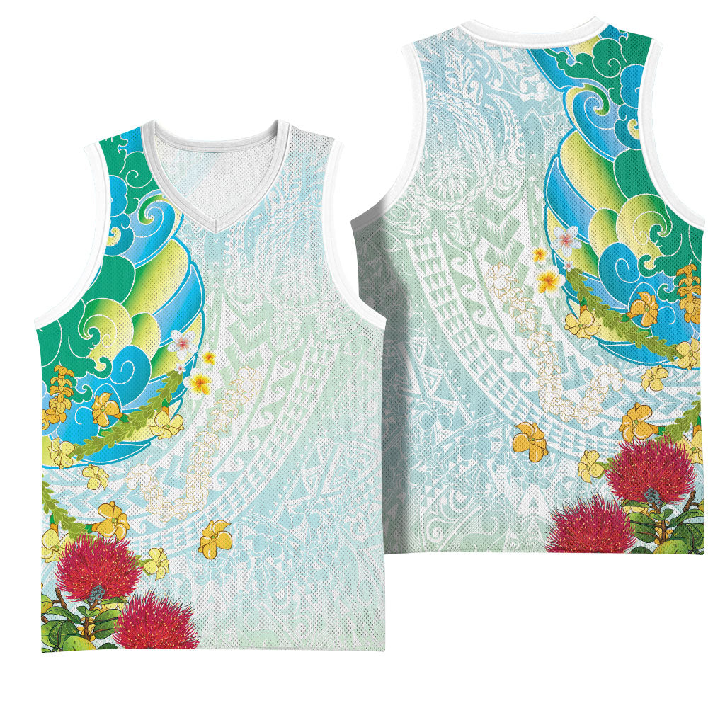 Japanese and Hawaiian Culture Fusion Basketball Jersey Irezumi with Turtles and Lei Kakau Pattern Fresh Vibe LT03 - Polynesian Pride
