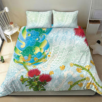 Japanese and Hawaiian Culture Fusion Bedding Set Irezumi with Turtles and Lei Kakau Pattern Fresh Vibe LT03 - Polynesian Pride