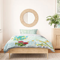 Japanese and Hawaiian Culture Fusion Bedding Set Irezumi with Turtles and Lei Kakau Pattern Fresh Vibe LT03 - Polynesian Pride
