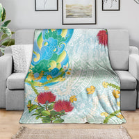Japanese and Hawaiian Culture Fusion Blanket Irezumi with Turtles and Lei Kakau Pattern Fresh Vibe LT03 - Polynesian Pride