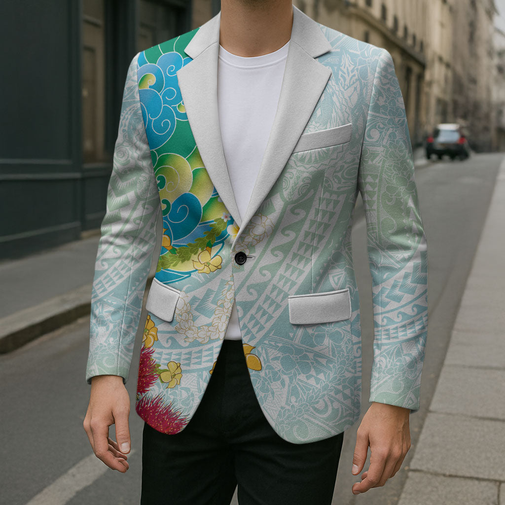 Japanese and Hawaiian Culture Fusion Blazer Irezumi with Turtles and Lei Kakau Pattern Fresh Vibe LT03 - Polynesian Pride