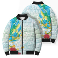 Japanese and Hawaiian Culture Fusion Bomber Puffer Jacket Irezumi with Turtles and Lei Kakau Pattern Fresh Vibe LT03 - Polynesian Pride