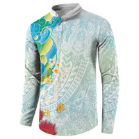Japanese and Hawaiian Culture Fusion Button Sweatshirt Irezumi with Turtles and Lei Kakau Pattern Fresh Vibe LT03 - Polynesian Pride