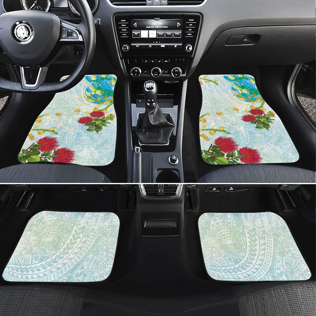 Japanese and Hawaiian Culture Fusion Car Mats Irezumi with Turtles and Lei Kakau Pattern Fresh Vibe