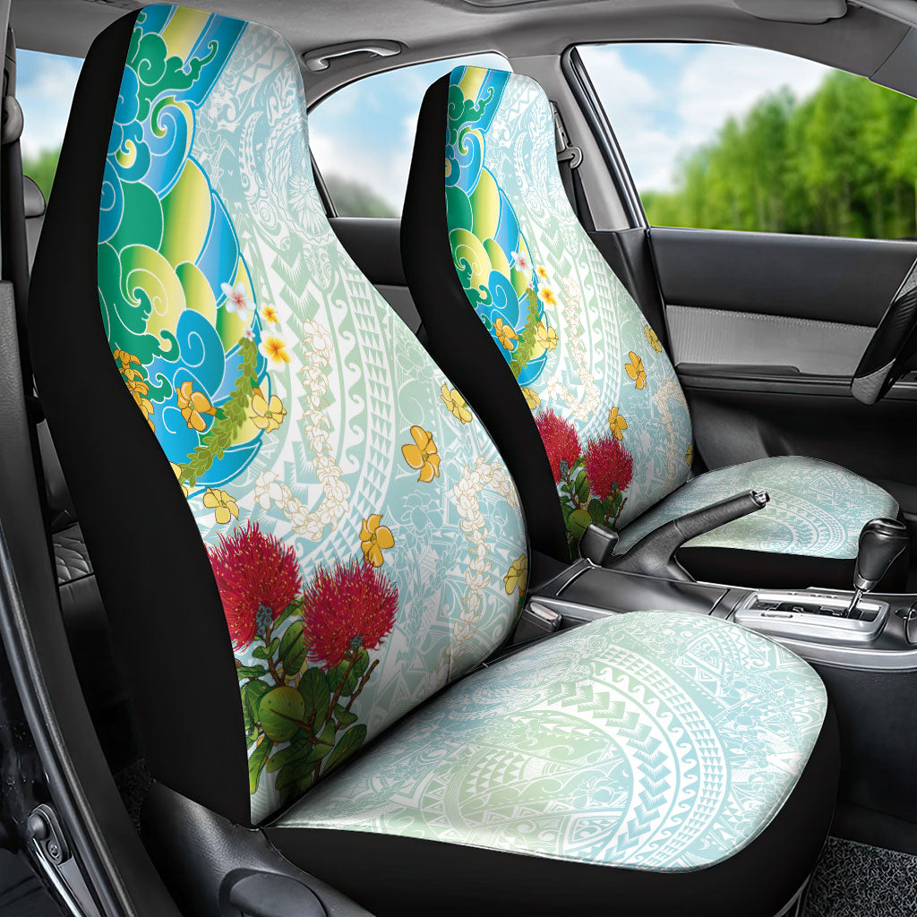Japanese and Hawaiian Culture Fusion Car Seat Cover Irezumi with Turtles and Lei Kakau Pattern Fresh Vibe LT03 - Polynesian Pride