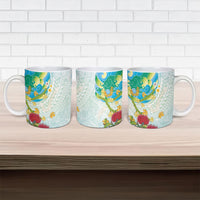 Japanese and Hawaiian Culture Fusion Ceramic Mug Irezumi with Turtles and Lei Kakau Pattern Fresh Vibe LT03 - Polynesian Pride