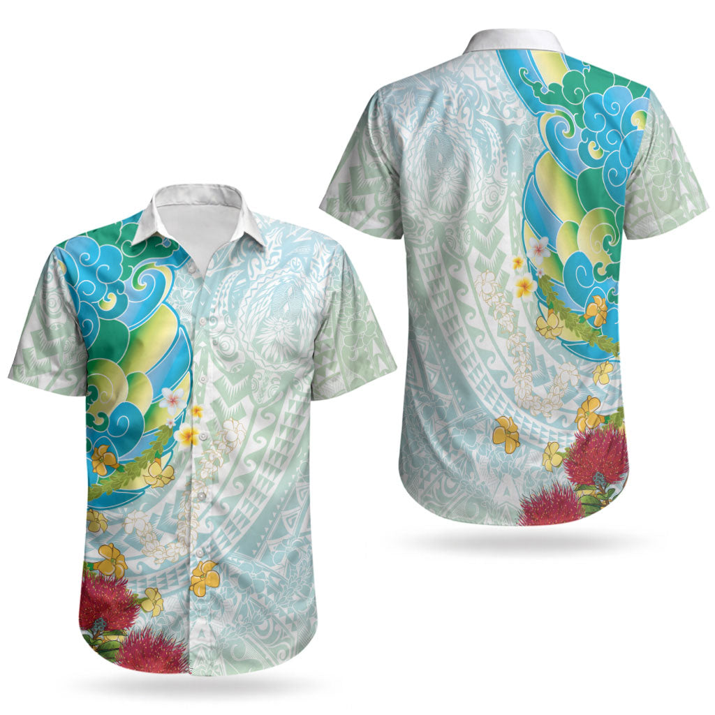 Japanese and Hawaiian Culture Fusion Couples Matching Summer Maxi Dress and Hawaiian Shirt Irezumi with Turtles and Lei Kakau Pattern Fresh Vibe LT03 - Polynesian Pride
