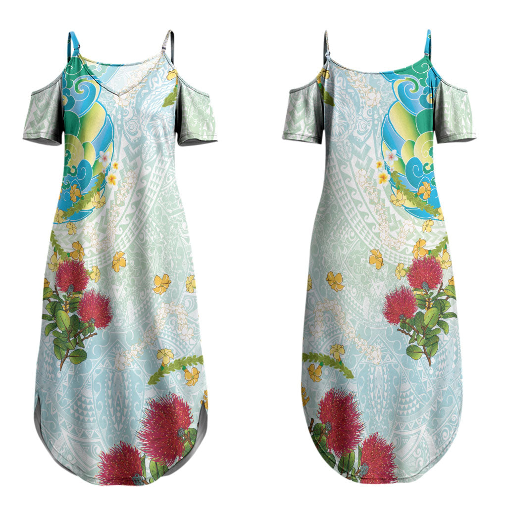 Japanese and Hawaiian Culture Fusion Couples Matching Summer Maxi Dress and Hawaiian Shirt Irezumi with Turtles and Lei Kakau Pattern Fresh Vibe LT03 - Polynesian Pride