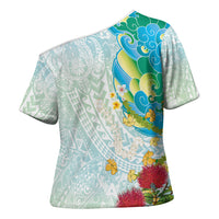 Japanese and Hawaiian Culture Fusion Cross Shoulder Shirt Irezumi with Turtles and Lei Kakau Pattern Fresh Vibe LT03 - Polynesian Pride