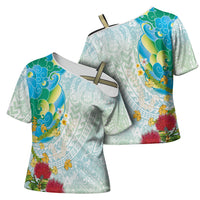 Japanese and Hawaiian Culture Fusion Cross Shoulder Shirt Irezumi with Turtles and Lei Kakau Pattern Fresh Vibe LT03 - Polynesian Pride