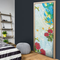 Japanese and Hawaiian Culture Fusion Door Cover Irezumi with Turtles and Lei Kakau Pattern Fresh Vibe LT03 - Polynesian Pride