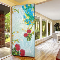 Japanese and Hawaiian Culture Fusion Door Cover Irezumi with Turtles and Lei Kakau Pattern Fresh Vibe LT03 - Polynesian Pride