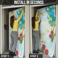 Japanese and Hawaiian Culture Fusion Door Cover Irezumi with Turtles and Lei Kakau Pattern Fresh Vibe LT03 - Polynesian Pride