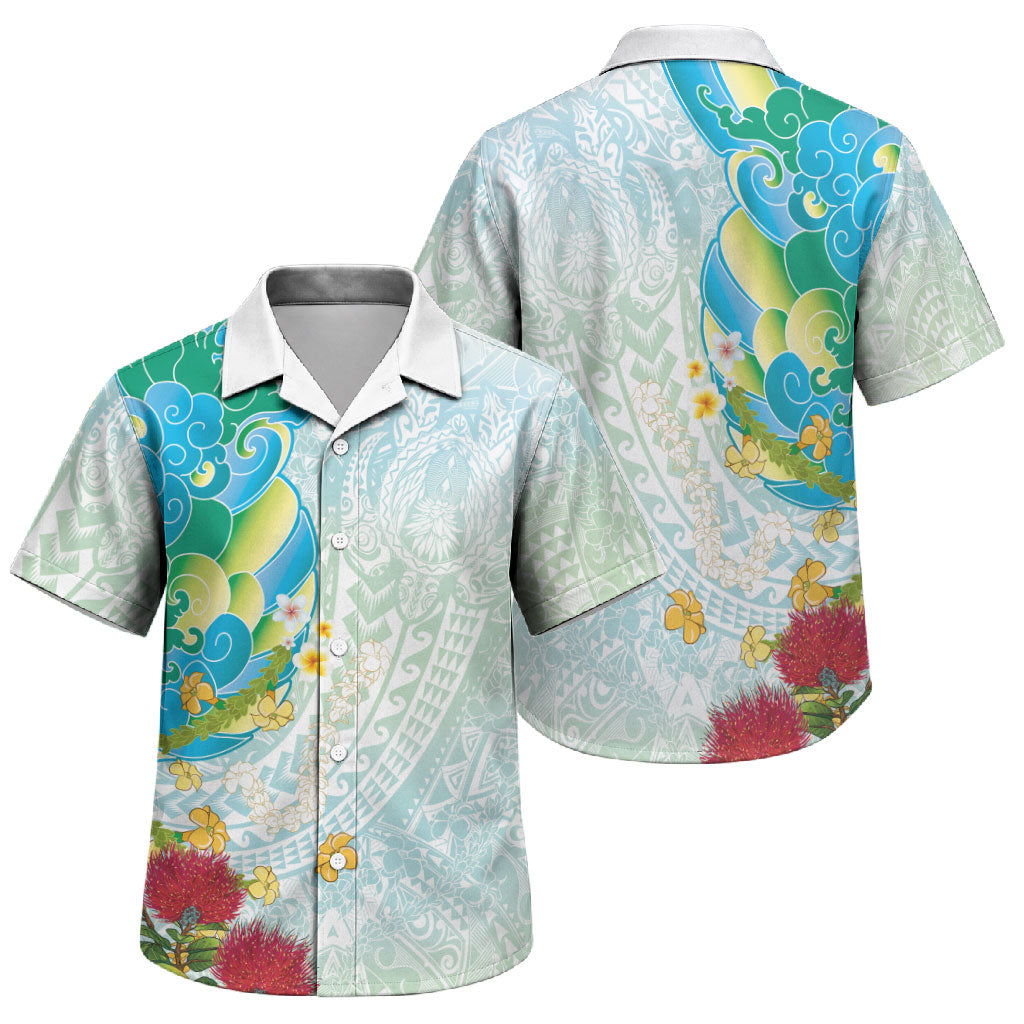 Japanese and Hawaiian Culture Fusion Family Matching Summer Maxi Dress and Hawaiian Shirt Irezumi with Turtles and Lei Kakau Pattern Fresh Vibe LT03 Son's Shirt Multicolor - Polynesian Pride