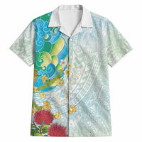 Japanese and Hawaiian Culture Fusion Hawaiian Shirt Irezumi with Turtles and Lei Kakau Pattern Fresh Vibe LT03 Multicolor - Polynesian Pride