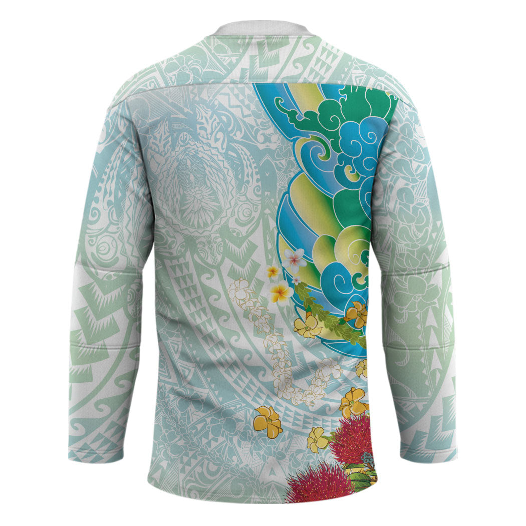Japanese and Hawaiian Culture Fusion Hockey Jersey Irezumi with Turtles and Lei Kakau Pattern Fresh Vibe LT03 - Polynesian Pride