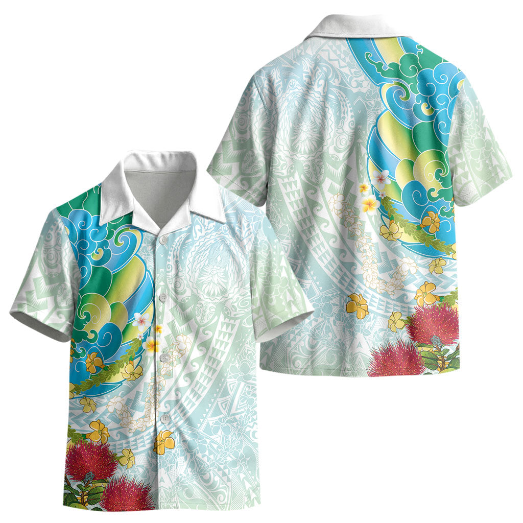 Japanese and Hawaiian Culture Fusion Kid Hawaiian Shirt Irezumi with Turtles and Lei Kakau Pattern Fresh Vibe LT03 - Polynesian Pride