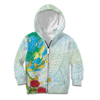 Japanese and Hawaiian Culture Fusion Kid Hoodie Irezumi with Turtles and Lei Kakau Pattern Fresh Vibe LT03 Zip Hoodie Multicolor - Polynesian Pride