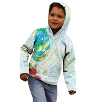 Japanese and Hawaiian Culture Fusion Kid Hoodie Irezumi with Turtles and Lei Kakau Pattern Fresh Vibe LT03 - Polynesian Pride
