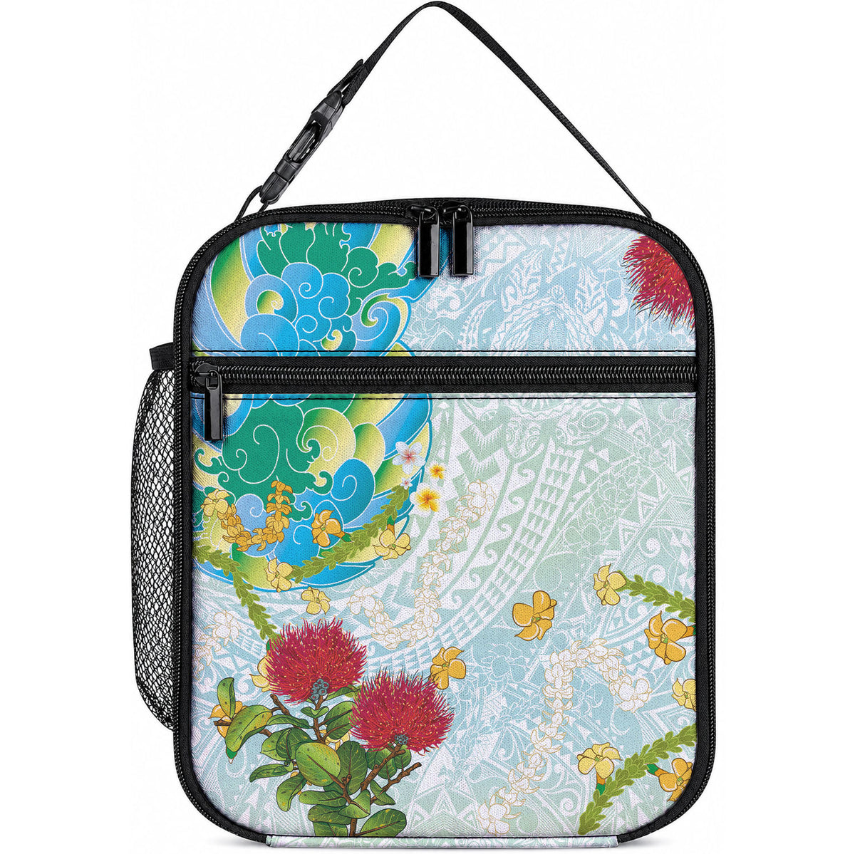 Japanese and Hawaiian Culture Fusion Lunch Bag Irezumi with Turtles and Lei Kakau Pattern Fresh Vibe