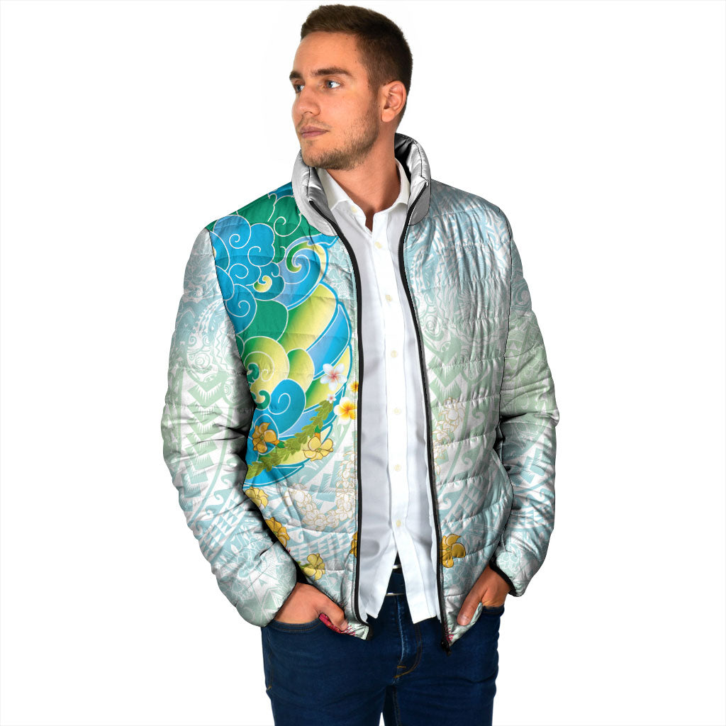 Japanese and Hawaiian Culture Fusion Padded Jacket Irezumi with Turtles and Lei Kakau Pattern Fresh Vibe LT03 - Polynesian Pride