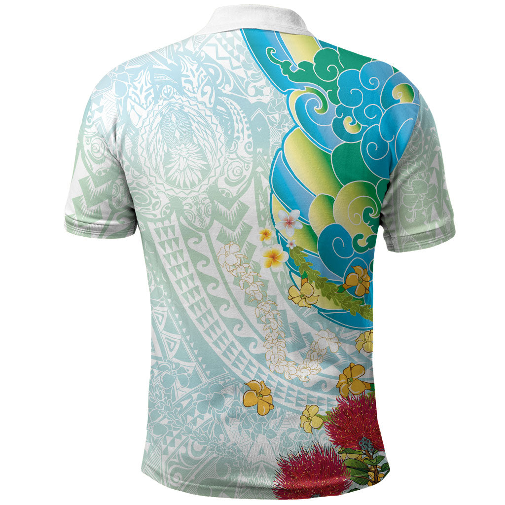 Japanese and Hawaiian Culture Fusion Polo Shirt Irezumi with Turtles and Lei Kakau Pattern Fresh Vibe LT03 - Polynesian Pride
