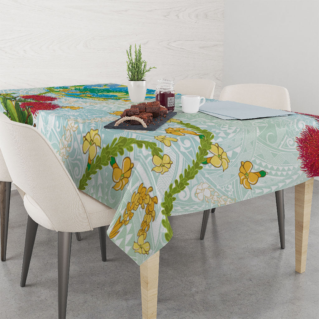 Japanese and Hawaiian Culture Fusion Tablecloth Irezumi with Turtles and Lei Kakau Pattern Fresh Vibe LT03 - Polynesian Pride