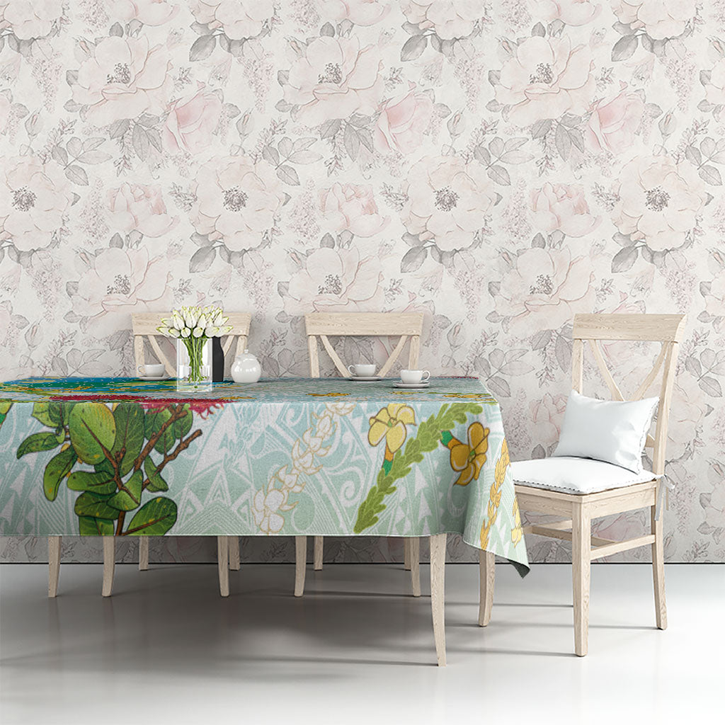Japanese and Hawaiian Culture Fusion Tablecloth Irezumi with Turtles and Lei Kakau Pattern Fresh Vibe LT03 - Polynesian Pride