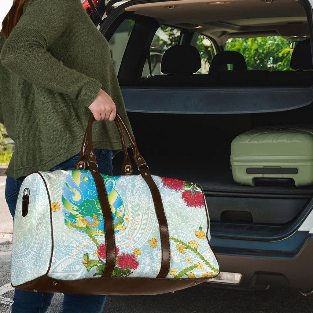 Japanese and Hawaiian Culture Fusion Travel Bag Irezumi with Turtles and Lei Kakau Pattern Fresh Vibe LT03 - Polynesian Pride