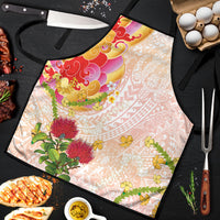 Japanese and Hawaiian Culture Fusion Apron Irezumi with Turtles and Lei Kakau Pattern Sunset Vibe LT03 Multicolor - Polynesian Pride