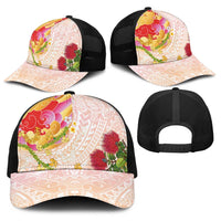 Japanese and Hawaiian Culture Fusion Baseball Net Cap Irezumi with Turtles and Lei Kakau Pattern Sunset Vibe LT03 - Polynesian Pride