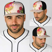Japanese and Hawaiian Culture Fusion Baseball Net Cap Irezumi with Turtles and Lei Kakau Pattern Sunset Vibe LT03 - Polynesian Pride