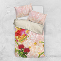 Japanese and Hawaiian Culture Fusion Bedding Set Irezumi with Turtles and Lei Kakau Pattern Sunset Vibe LT03 US Twin 172cm x 218cm Multicolor - Polynesian Pride