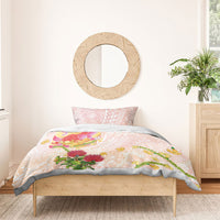 Japanese and Hawaiian Culture Fusion Bedding Set Irezumi with Turtles and Lei Kakau Pattern Sunset Vibe LT03 - Polynesian Pride