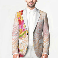 Japanese and Hawaiian Culture Fusion Blazer Irezumi with Turtles and Lei Kakau Pattern Sunset Vibe LT03 - Polynesian Pride