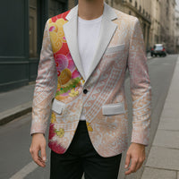 Japanese and Hawaiian Culture Fusion Blazer Irezumi with Turtles and Lei Kakau Pattern Sunset Vibe LT03 - Polynesian Pride