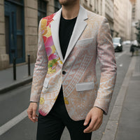 Japanese and Hawaiian Culture Fusion Blazer Irezumi with Turtles and Lei Kakau Pattern Sunset Vibe LT03 - Polynesian Pride