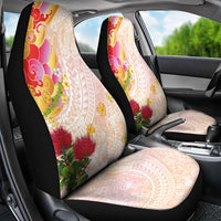 Japanese and Hawaiian Culture Fusion Car Seat Cover Irezumi with Turtles and Lei Kakau Pattern Sunset Vibe LT03 - Polynesian Pride