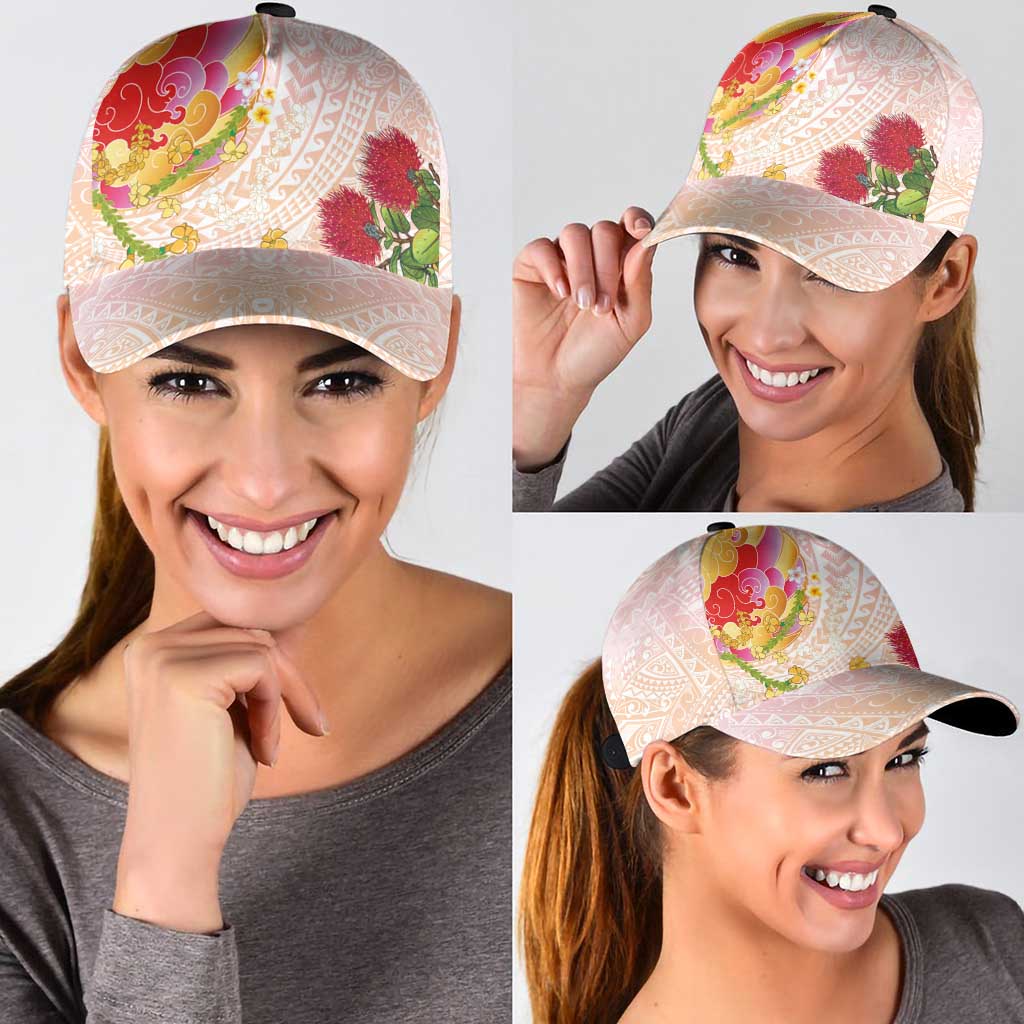 Japanese and Hawaiian Culture Fusion Classic Cap Irezumi with Turtles and Lei Kakau Pattern Sunset Vibe LT03 - Polynesian Pride