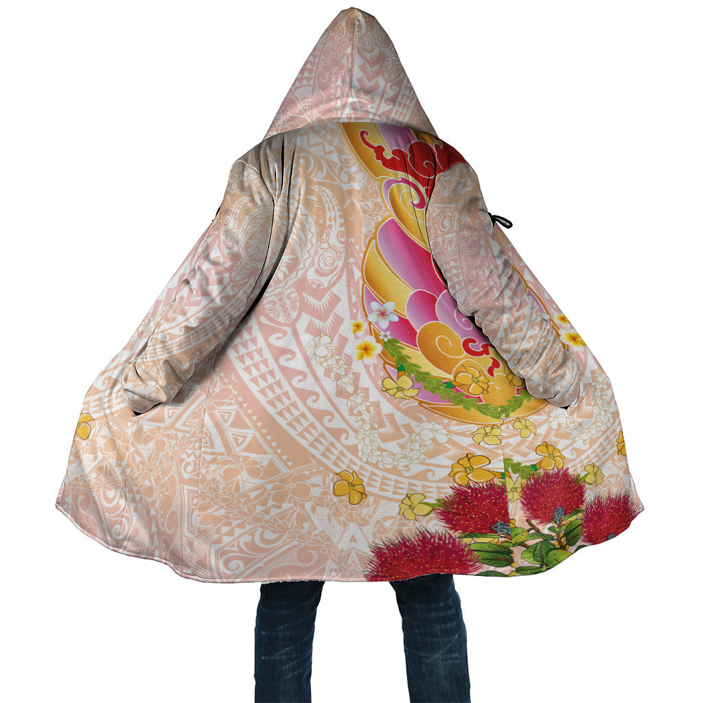Japanese and Hawaiian Culture Fusion Cloak Irezumi with Turtles and Lei Kakau Pattern Sunset Vibe