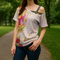 Japanese and Hawaiian Culture Fusion Cross Shoulder Shirt Irezumi with Turtles and Lei Kakau Pattern Sunset Vibe LT03 - Polynesian Pride