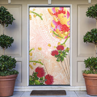 Japanese and Hawaiian Culture Fusion Door Cover Irezumi with Turtles and Lei Kakau Pattern Sunset Vibe LT03 Multicolor - Polynesian Pride