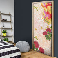 Japanese and Hawaiian Culture Fusion Door Cover Irezumi with Turtles and Lei Kakau Pattern Sunset Vibe LT03 - Polynesian Pride