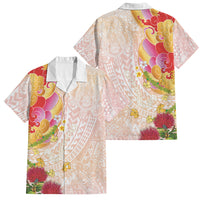 Japanese and Hawaiian Culture Fusion Family Matching Off Shoulder Maxi Dress and Hawaiian Shirt Irezumi with Turtles and Lei Kakau Pattern Sunset Vibe LT03 Dad's Shirt - Short Sleeve Multicolor - Polynesian Pride