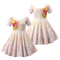 Japanese and Hawaiian Culture Fusion Family Matching Summer Maxi Dress and Hawaiian Shirt Irezumi with Turtles and Lei Kakau Pattern Sunset Vibe LT03 Daughter's Dress Multicolor - Polynesian Pride
