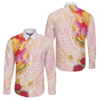 Japanese and Hawaiian Culture Fusion Family Matching Tank Maxi Dress and Hawaiian Shirt Irezumi with Turtles and Lei Kakau Pattern Sunset Vibe LT03 Dad's Shirt - Long Sleeve Multicolor - Polynesian Pride