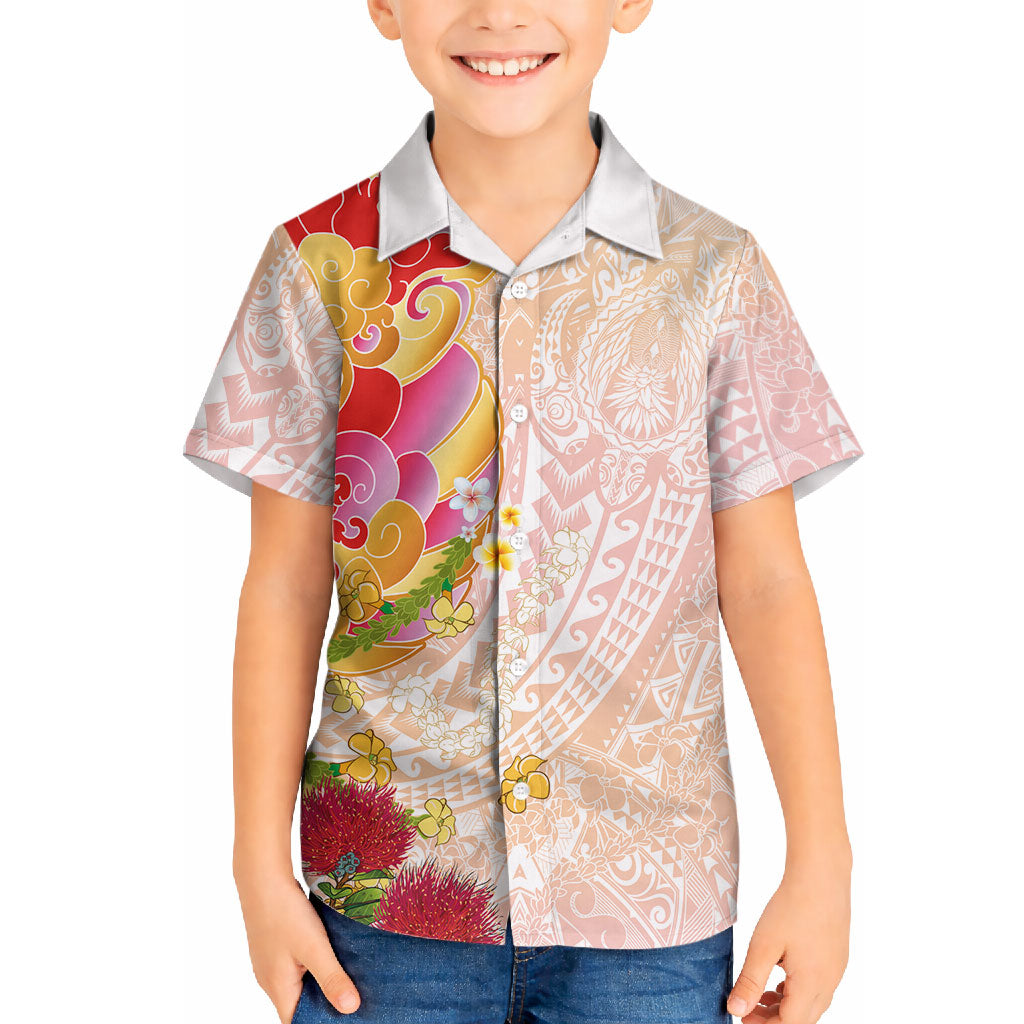 Japanese and Hawaiian Culture Fusion Hawaiian Shirt Irezumi with Turtles and Lei Kakau Pattern Sunset Vibe LT03 - Polynesian Pride