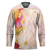 Japanese and Hawaiian Culture Fusion Hockey Jersey Irezumi with Turtles and Lei Kakau Pattern Sunset Vibe LT03 Unisex Multicolor - Polynesian Pride