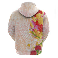 Japanese and Hawaiian Culture Fusion Hoodie Irezumi with Turtles and Lei Kakau Pattern Sunset Vibe LT03 - Polynesian Pride