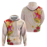 Japanese and Hawaiian Culture Fusion Hoodie Irezumi with Turtles and Lei Kakau Pattern Sunset Vibe LT03 - Polynesian Pride